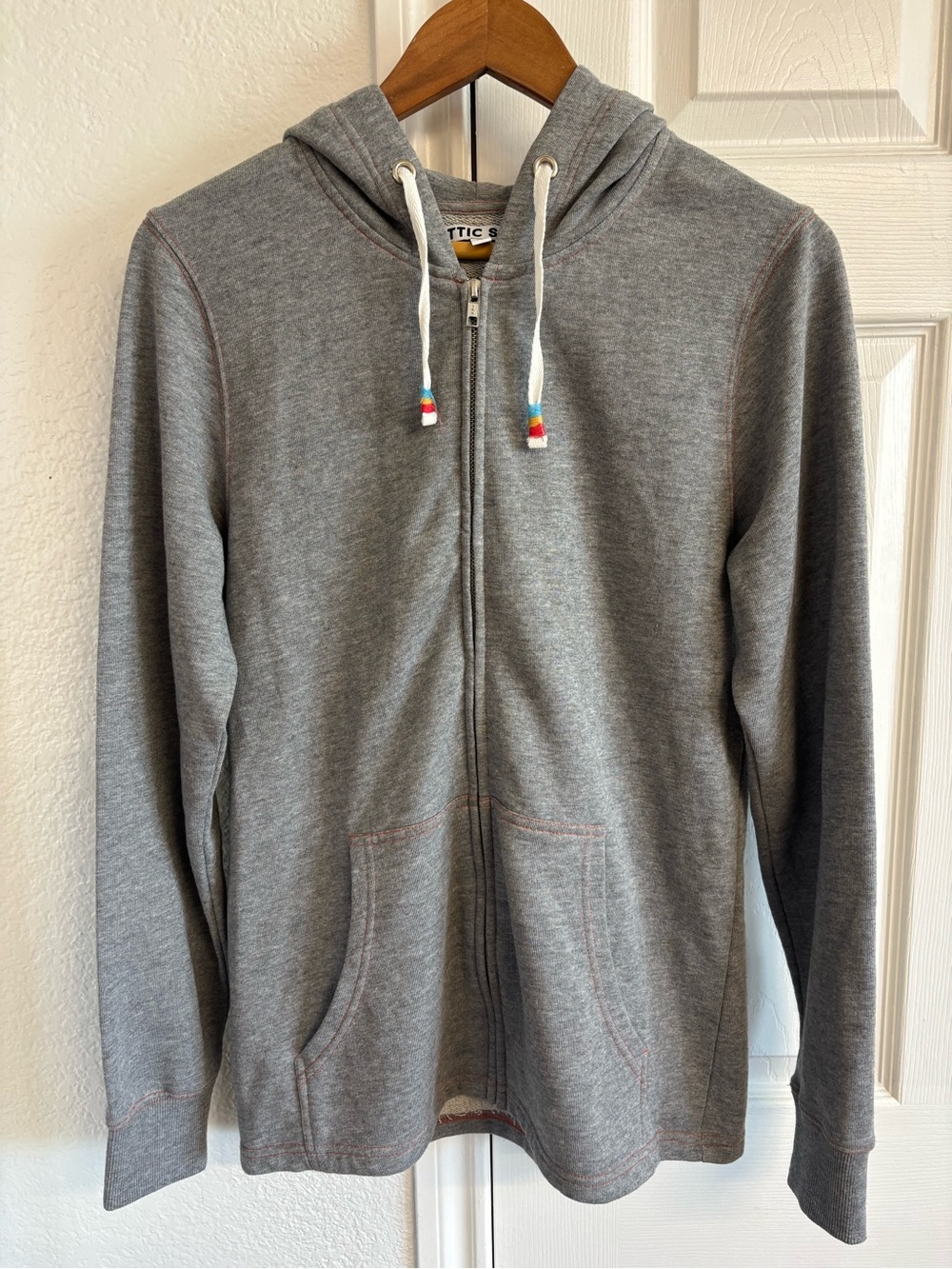 Attic Salt Gray Zip Up Hoodie Jacket Plant Mom Colorful Graphic Size L